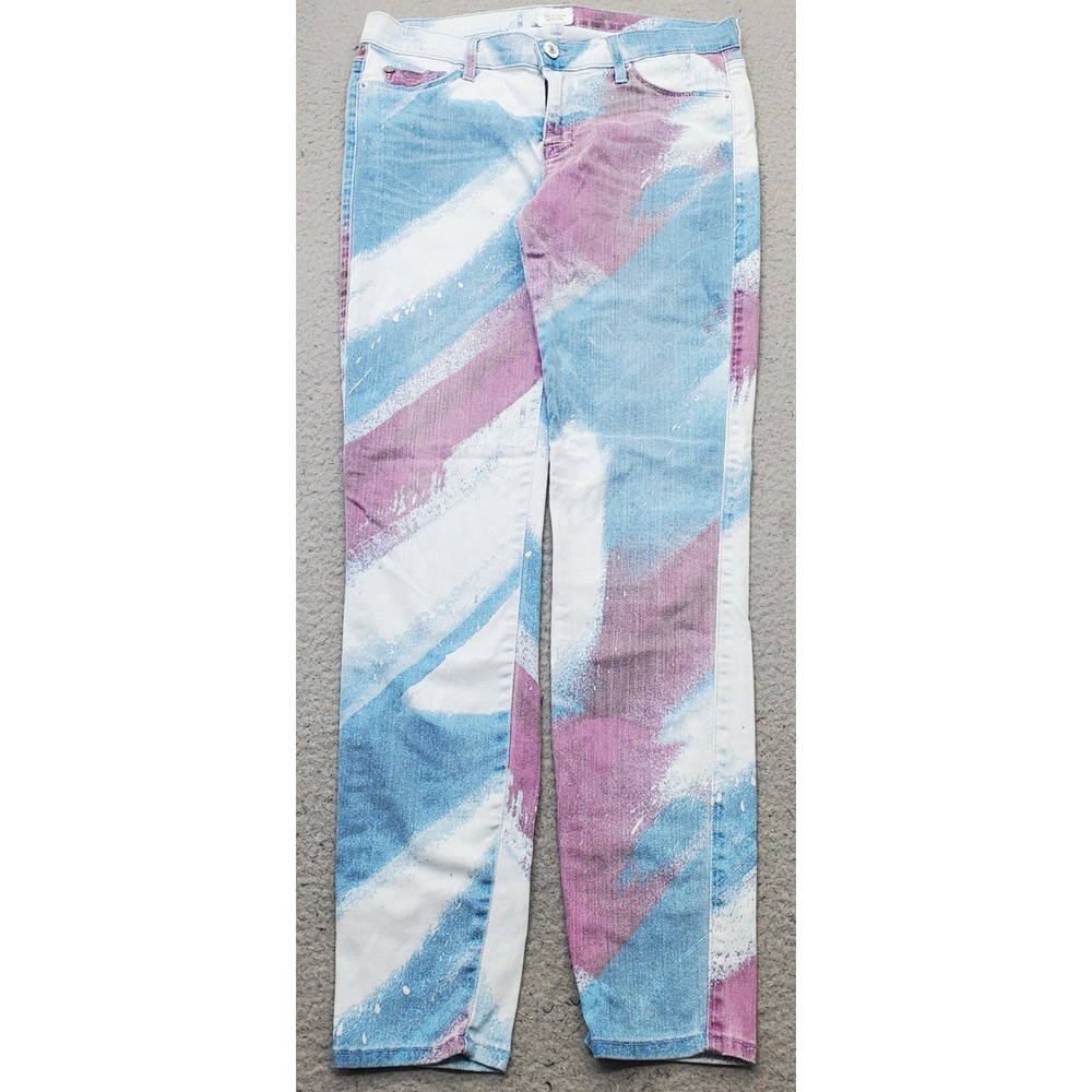 Hudson Skinny Jeans Womens 28 Multi Brushstroke Tie Dye Denim Stretch Streetwear